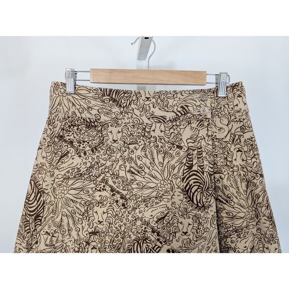 Lilly Pulitzer Wrap Skirt Tan Corduroy The In Crowd Animal Print Misses Size 4 - Picture 2 of 7